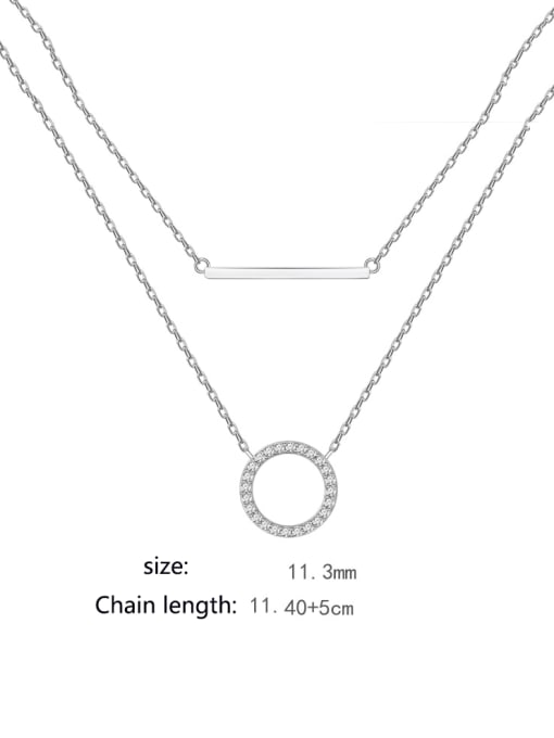 A&T Jewelry 925 Sterling Silver Cubic Zirconia Geometric Minimalist Multi Strand Necklace 3