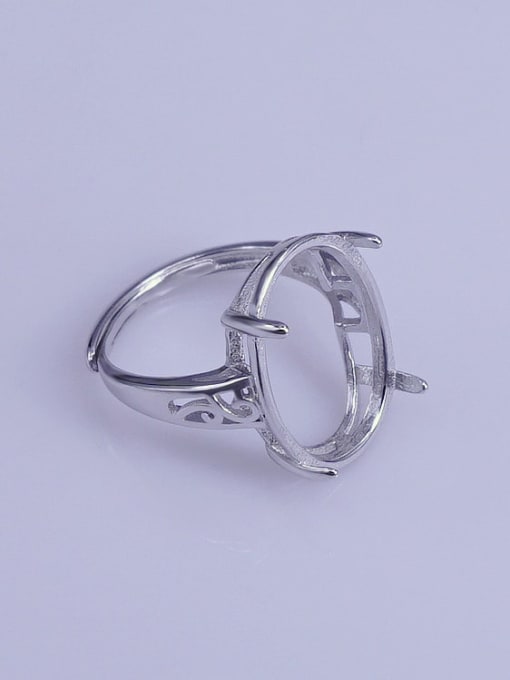 Supply 925 Sterling Silver 18K White Gold Plated Oval Ring Setting Stone size: 14*19mm 2