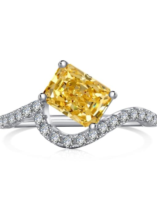 Yellow square DY120696 S W HB 925 Sterling Silver Cubic Zirconia Geometric Dainty Band Ring