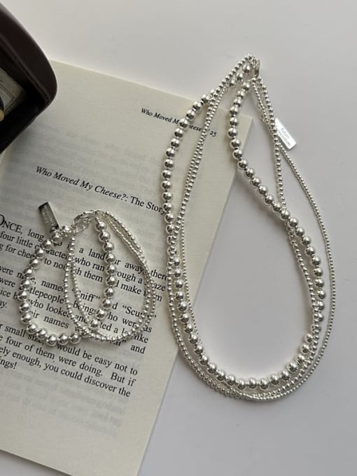 ARTTI 925 Sterling Silver Trend Geometric Bracelet and Necklace Set 0