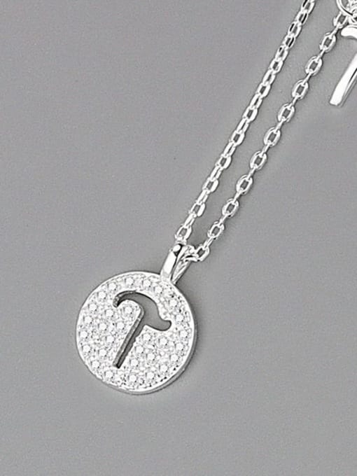 Silver (letter T) 925 Sterling Silver Cubic Zirconia Letter Minimalist Necklace