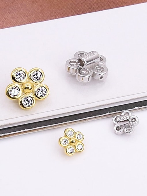 CYS S925 sterling silver diamond-studded three-dimensional flower perforated spacer beads 1