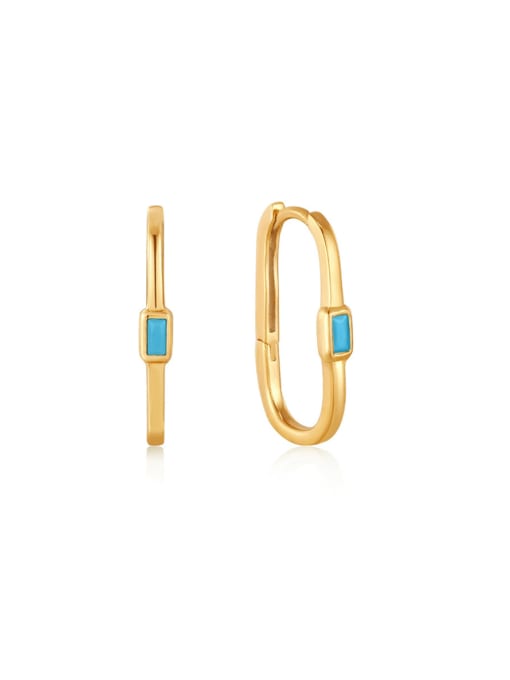 Gold Style 3 925 Sterling Silver Turquoise Geometric Vintage Huggie Earring
