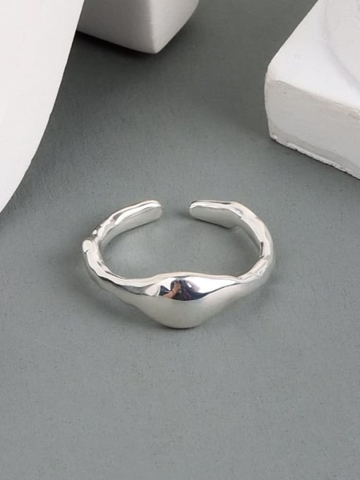 Silver small size 6 adjustable 925 Sterling Silver Irregular Minimalist Band Ring