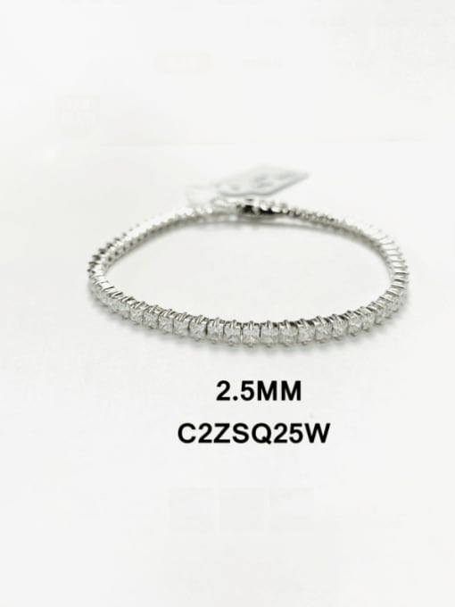 Double Claw White Stone 2.5mm-18cm 925 Sterling Silver Cubic Zirconia Geometric Luxury Link Bracelet