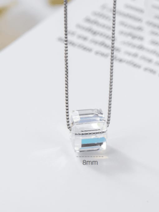 Square generous sugar 925 Sterling Silver austrian Crystal Multi Color Geometric Minimalist Necklace