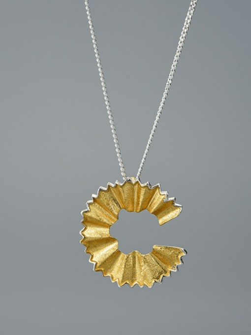 golden 925 Sterling Silver Artisan Irregular Pendant