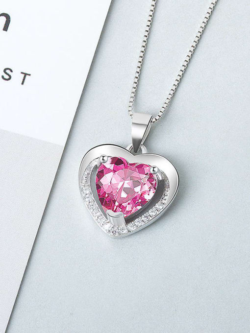 Powder diamond (excluding chain) 925 Sterling Silver Cubic Zirconia Heart Minimalist Necklace
