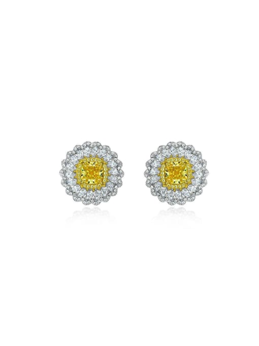 A&T Jewelry 925 Sterling Silver High Carbon Diamond Flower Luxury Stud Earring 0
