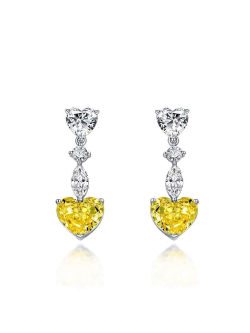 A&T Jewelry 925 Sterling Silver High Carbon Diamond Heart Luxury Earring 0