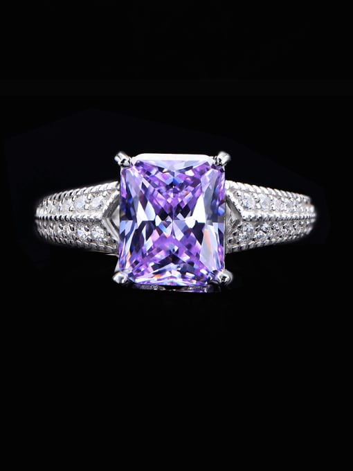 purple 8 925 Sterling Silver High Carbon Diamond Geometric Luxury Band Ring
