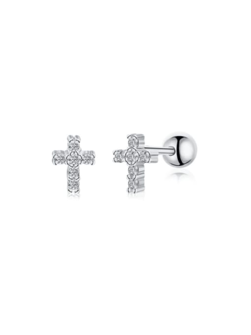 STL-Silver Jewelry 925 Sterling Silver Cubic Zirconia Cross Dainty Stud Earring 2