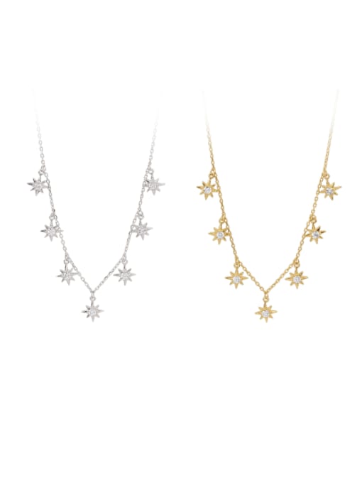 Jewel-Silver 925 Sterling Silver Cubic Zirconia Star Minimalist Necklace 0