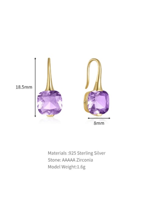 YUANFAN 925 Sterling Silver Cubic Zirconia Geometric Minimalist Hook Earring 2