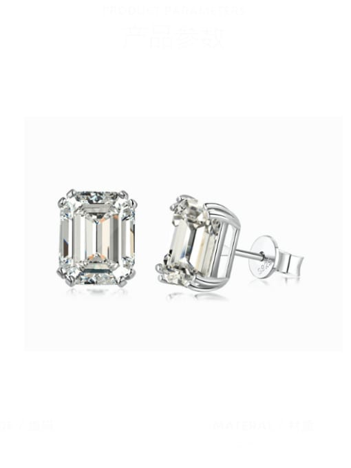 DY1D0095 925 Sterling Silver Cubic Zirconia Geometric Luxury Stud Earring