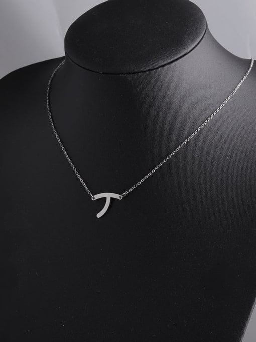 Steel color Stainless steel letter Geometric Minimalist Necklace