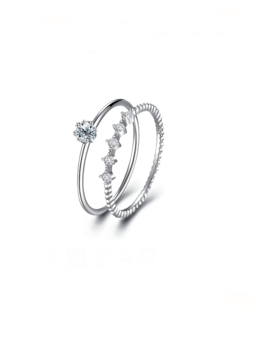 D colored Mosang diamond (set ring) 925 Sterling Silver Moissanite Irregular Dainty Stackable Ring