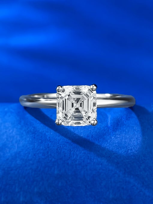 R830 Pagoda White Diamond Ring 925 Sterling Silver High Carbon Diamond Geometric Luxury Band Ring