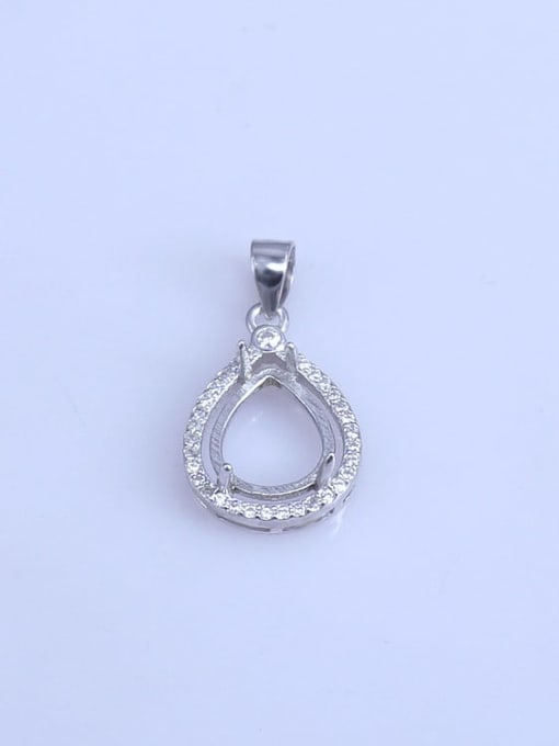 Supply 925 Sterling Silver Rhodium Plated Water Drop Pendant Setting Stone size: 8.5*10.5mm 0
