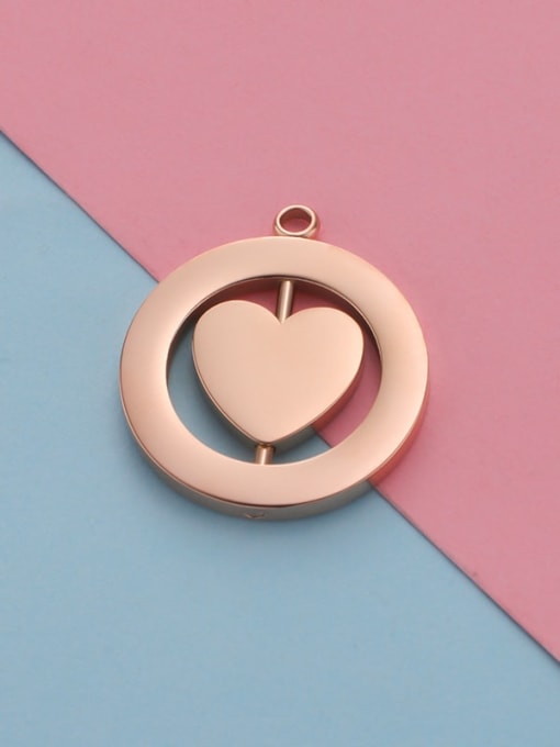 Hollow peach heart rose gold Stainless Steel Hollow Turnable Square Round Heart Jewelry Accessories