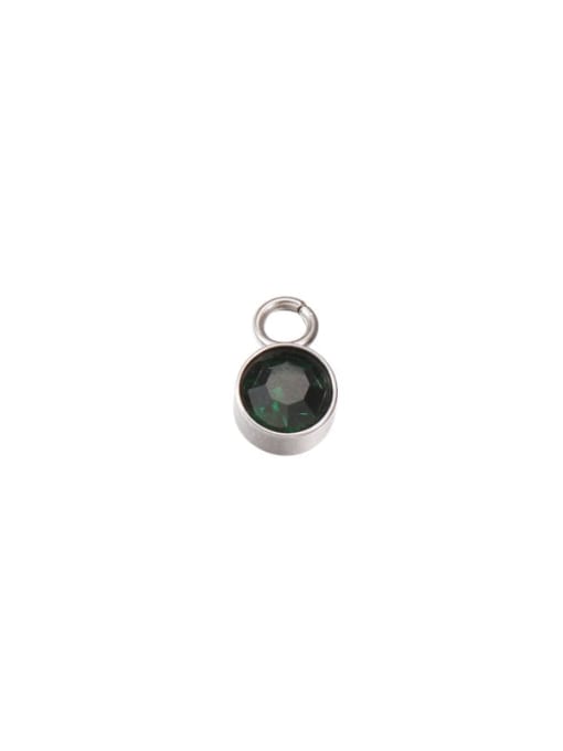 5 Dark Green Stainless steel Rhinestone Round Minimalist Pendant