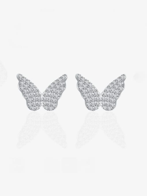 A&T Jewelry 925 Sterling Silver Cubic Zirconia Butterfly Luxury Stud Earring 3
