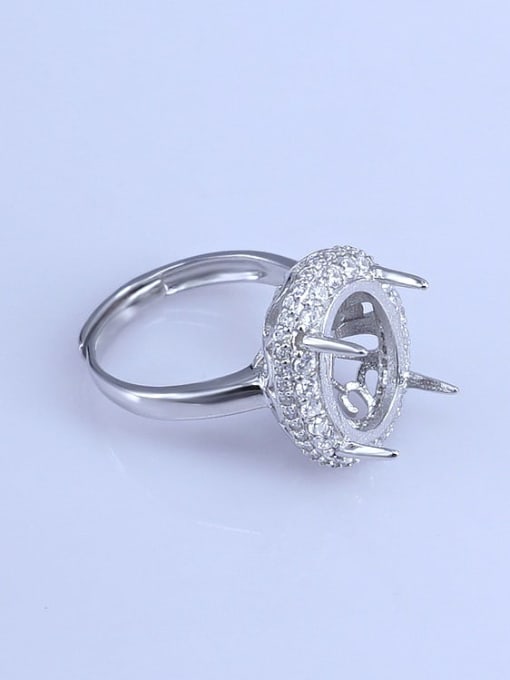 Supply 925 Sterling Silver 18K White Gold Plated Geometric Ring Setting Stone size: 8*10 10*12 11*15 13*17 12*16MM 2