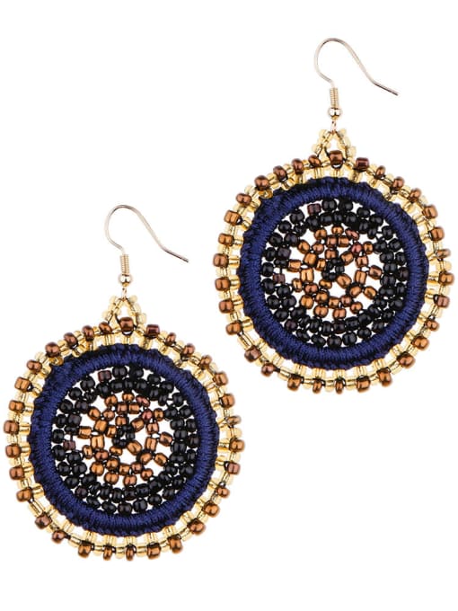 E68675 Alloy Bead embroidery threads Round Bohemia Hand-Woven Drop Earring