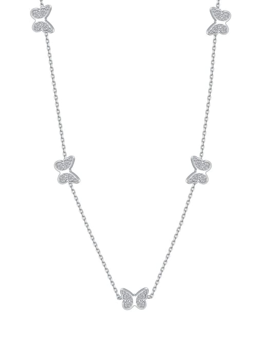 A&T Jewelry 925 Sterling Silver Cubic Zirconia Butterfly Minimalist Necklace 0