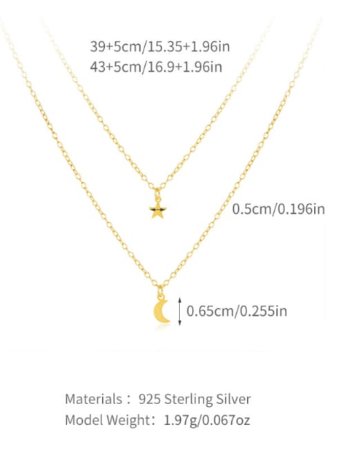 YUANFAN 925 Sterling Silver Moon Minimalist Multi Strand Necklace 2