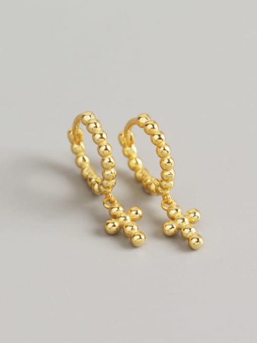 Gold 925 Sterling Silver Geometric Dainty Huggie Earring