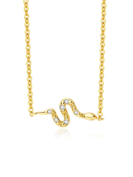 A2870 Gold 925 Sterling Silver Cubic Zirconia Snake Dainty Necklace