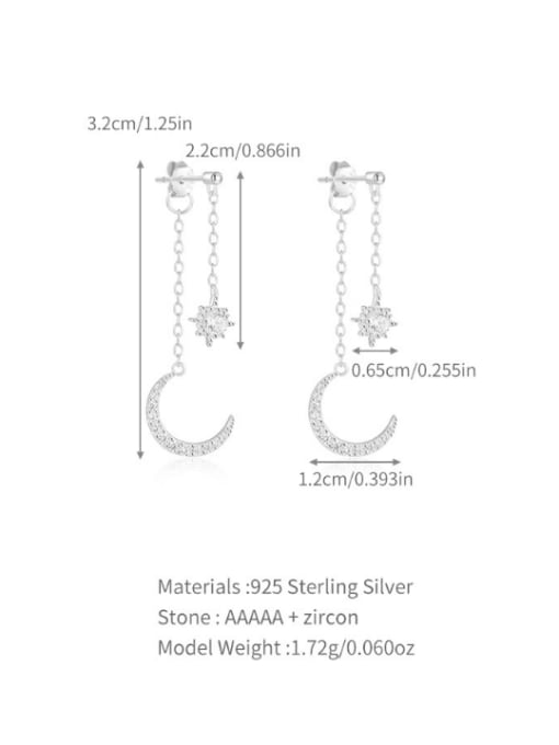 YUANFAN 925 Sterling Silver Cubic Zirconia Moon Tassel Minimalist Threader Earring 2
