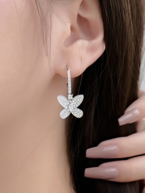 STL-Silver Jewelry 925 Sterling Silver Cubic Zirconia Butterfly Dainty Huggie Earring 1