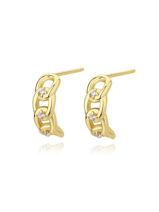 E2461 Gold 925 Sterling Silver Hollow Geometric Minimalist Stud Earring