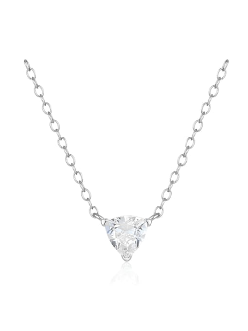 Platinum 925 Sterling Silver Cubic Zirconia Heart Minimalist Necklace