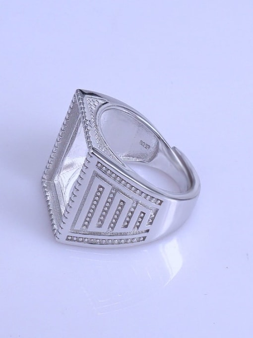 Supply 925 Sterling Silver 18K White Gold Plated Geometric Ring Setting Stone size: 13*18mm 1