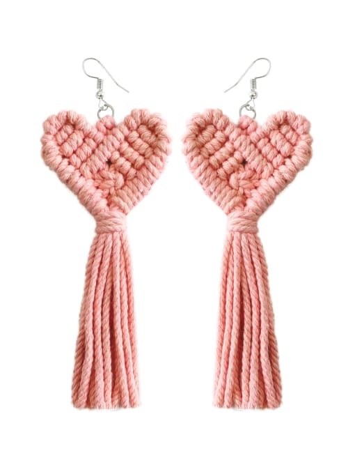 E68875 Pink Tila Bead Multi Color Tassel Bohemia Pure handmade Weave Earring
