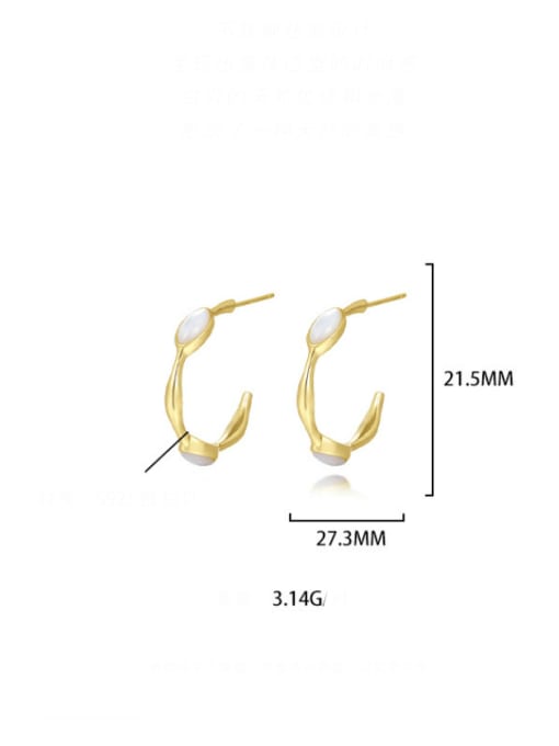 YUANFAN 925 Sterling Silver Shell Geometric Minimalist Stud Earring 1