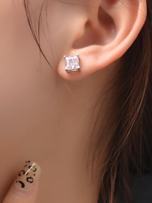 A&T Jewelry 925 Sterling Silver High Carbon Diamond Geometric Luxury Stud Earring 2