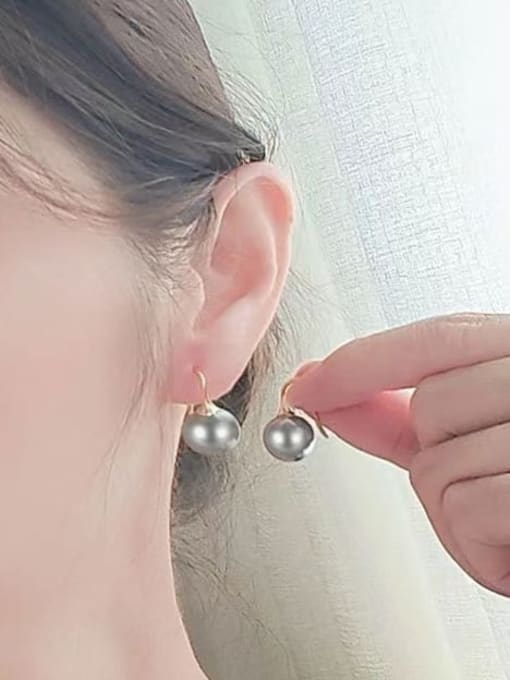 PNJ-Silver 925 Sterling Silver Imitation Pearl Geometric Minimalist Hook Earring 2