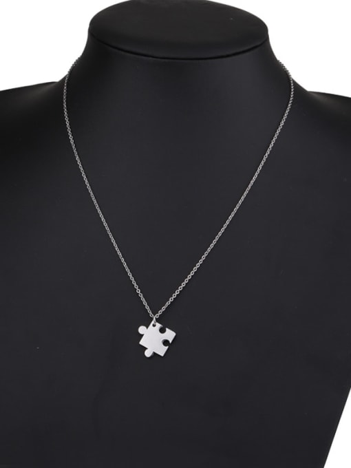 Steel puzzle Stainless steel Heart puzzle Trend Necklace