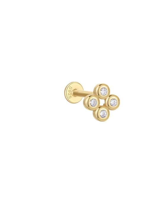 Single Gold 8 925 Sterling Silver Cubic Zirconia Geometric Minimalist Single Earring