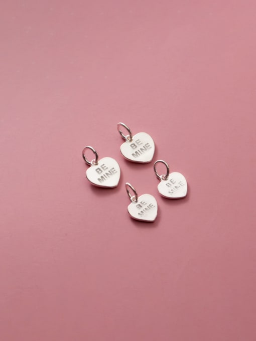 FAN 925 Plain Silver English Love Peach Heart Bracelet Pendant