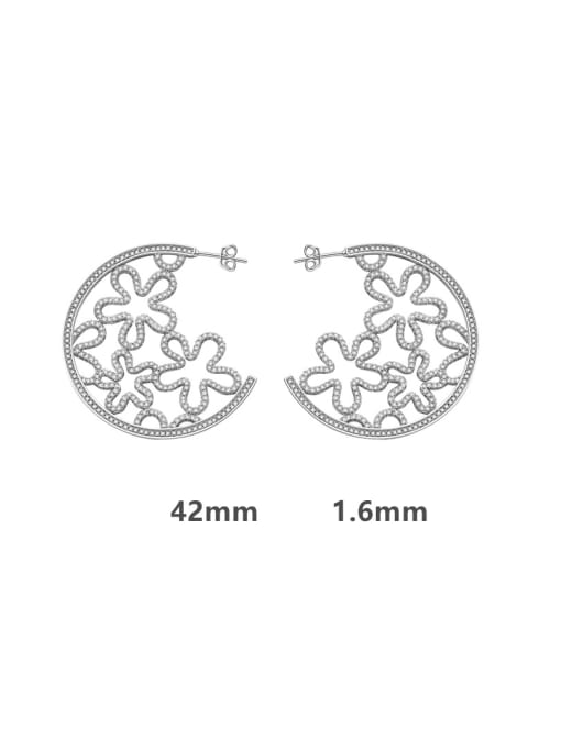 A&T Jewelry 925 Sterling Silver Cubic Zirconia Flower Trend Stud Earring 2