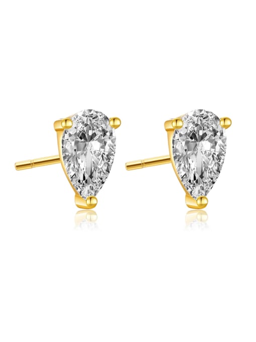 18k gold white stone 925 Sterling Silver Cubic Zirconia Water Drop Dainty Stud Earring