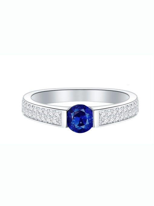 Blue 925 Sterling Silver Cubic Zirconia Geometric Minimalist Band Ring