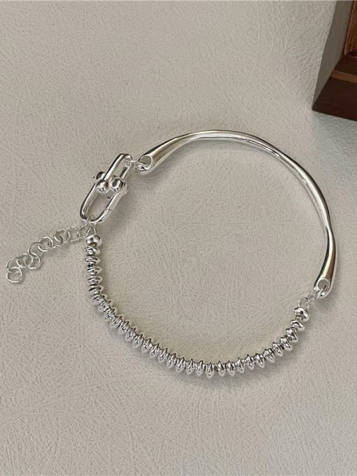 Abacus Bead Bracelet 925 Sterling Silver Vintage Asymmetrical  Chain Link Bracelet