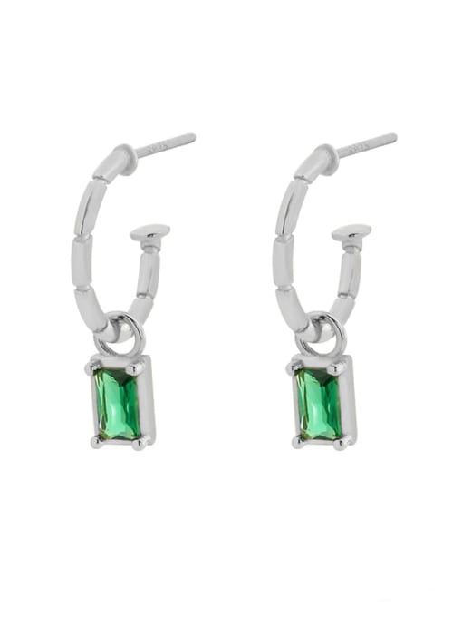White gold F style 925 Sterling Silver Cubic Zirconia Geometric Minimalist Huggie Earring