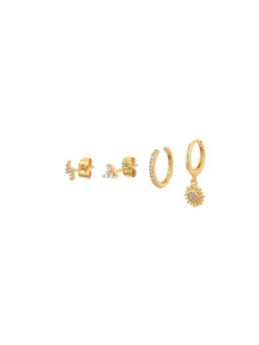 YUANFAN Brass Cubic Zirconia Geometric Dainty Stud Earring 0